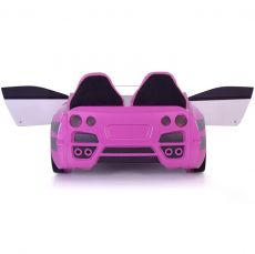 Дитяче ліжко машина GTR Pink 190х90 см з підсвіткою, музикою, шкіряний салон, пультом